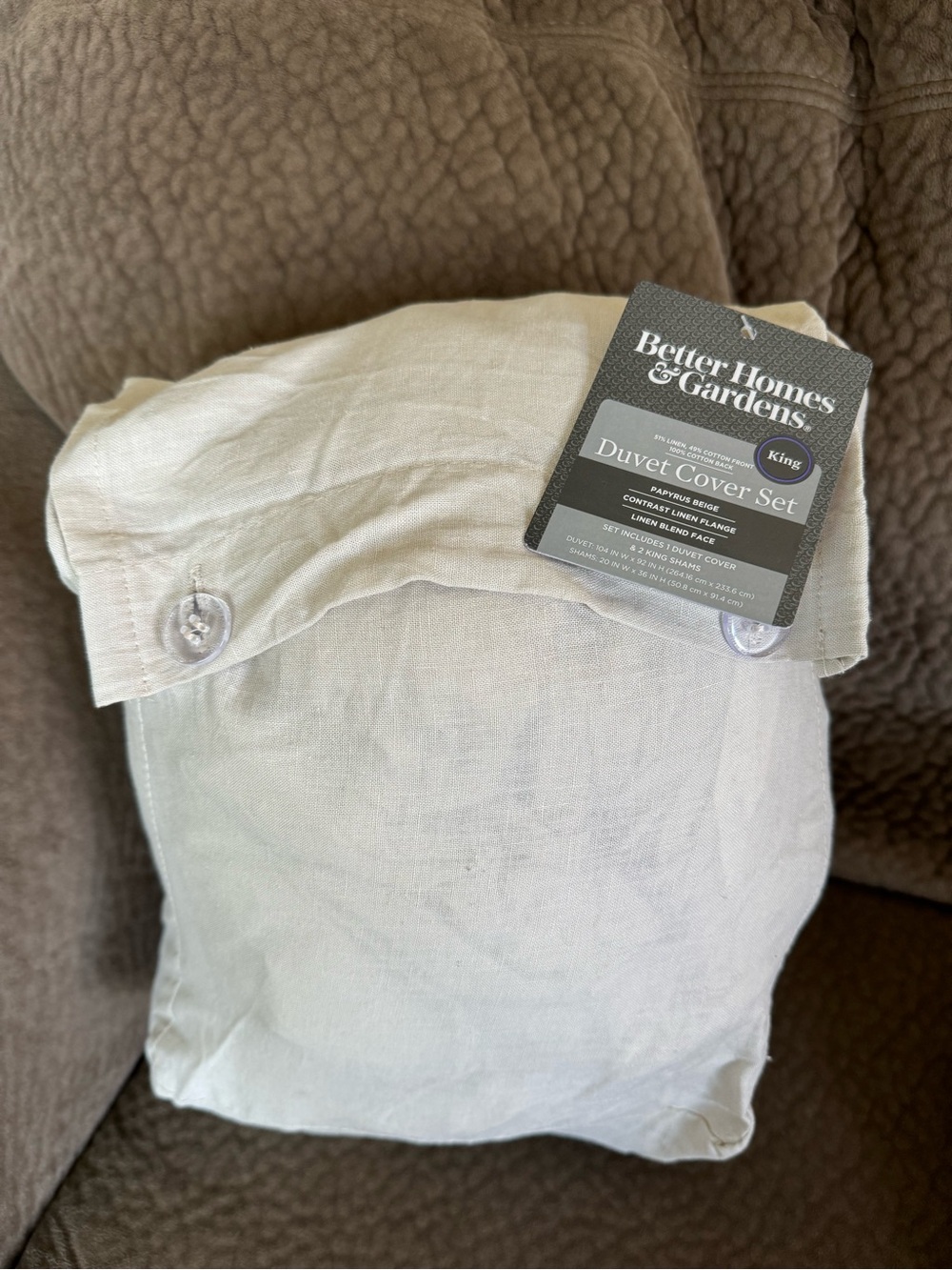 Better Homes And Gardens Cream Linen-Blend Duvet Cover Set - King